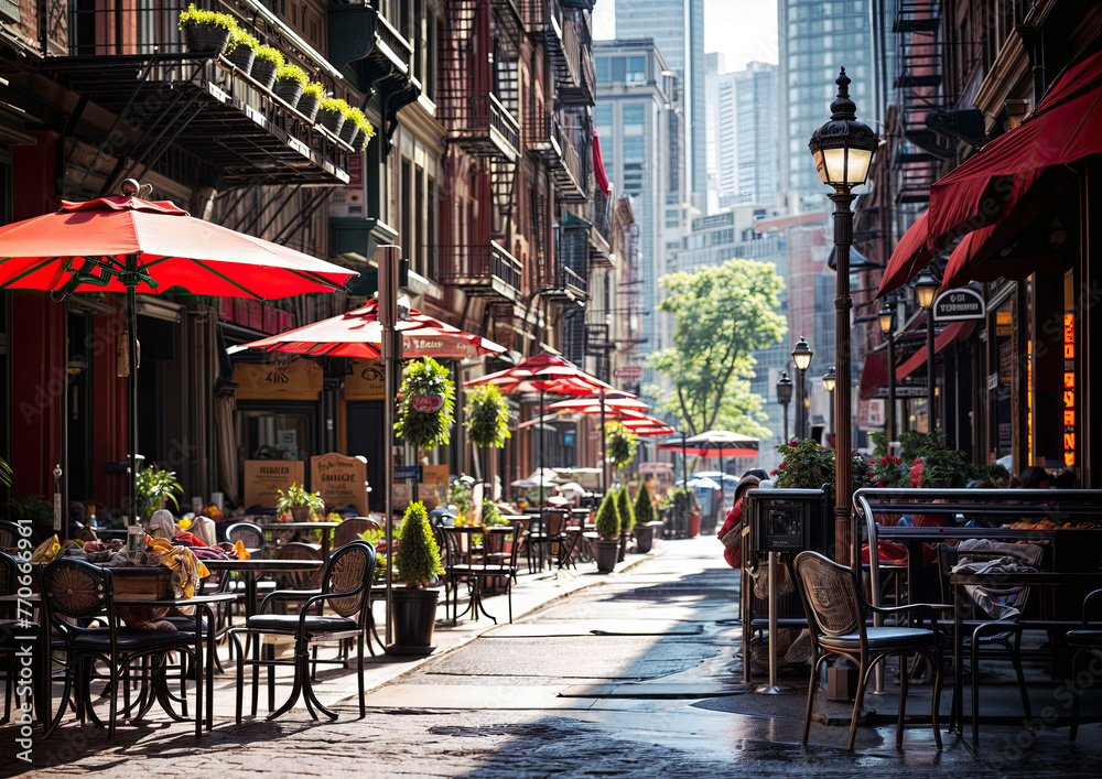 Obraz premium Street view of a street in New York City, United States.