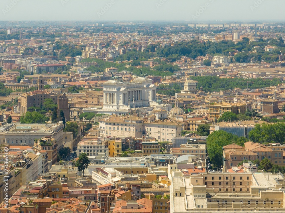 Aerial view of the city of Rome on a sunny day