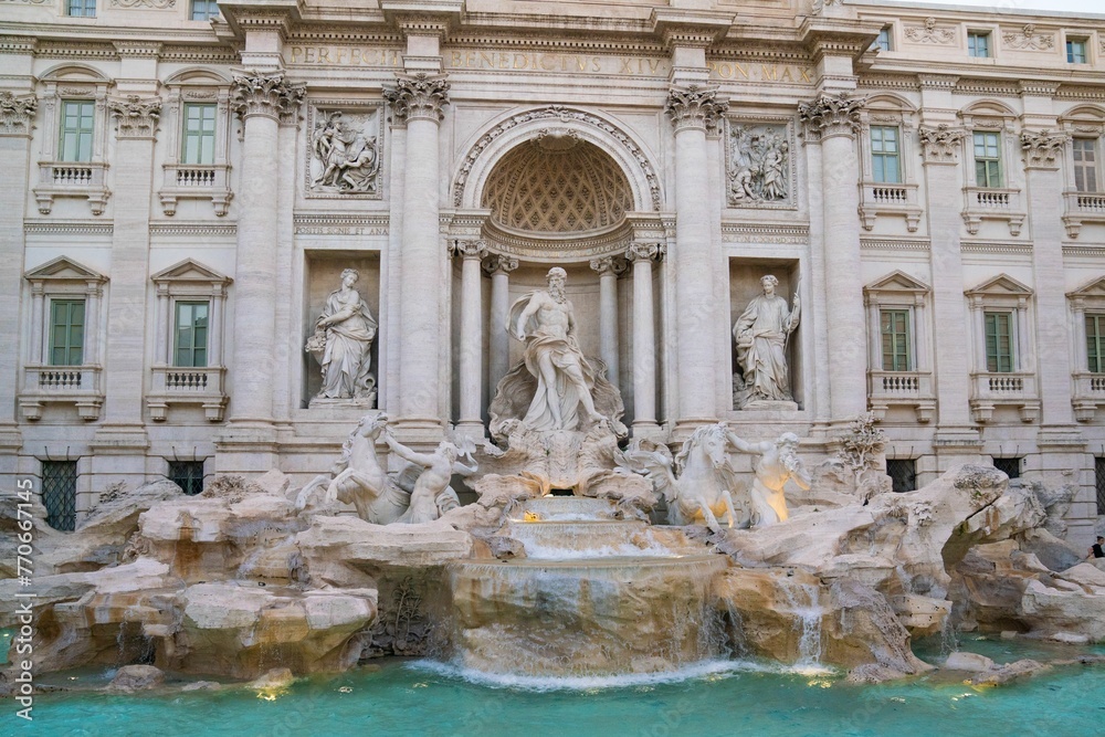 Fountain of Trevi on a sunny day in Rome, Italy