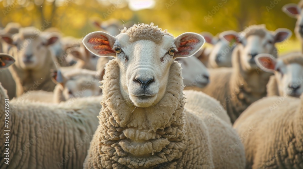 sheep within a mob turn to check out the photographer