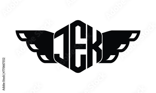 JEK polygon wings logo design vector template. photo