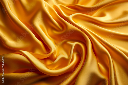 Close up of gold cloth with wrinkles and folds.