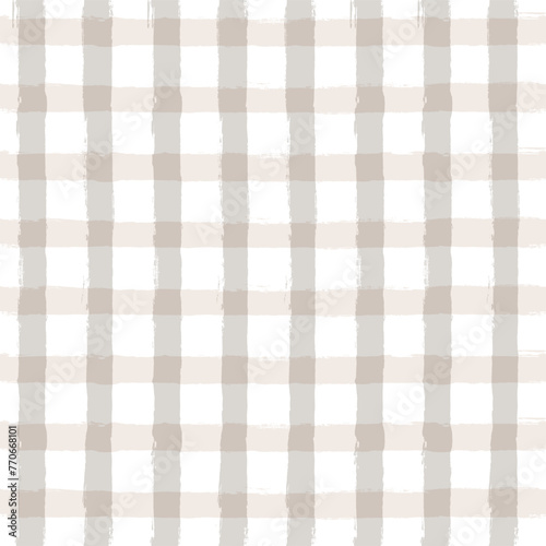 Gingham seamless pattern. Watercolor brush lines texture for shirts, plaid, tablecloths, clothes, bedding, blankets, vector checkered summer retro rustic print