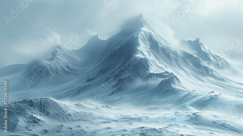 breathtaking snow-covered mountain peak in frosty colors