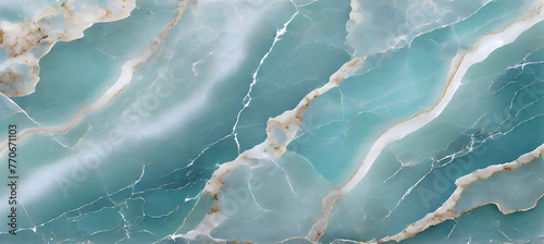 Polished onyx marble with high-resolution  aqua tone emperador marble  natural breccia stone. Generative AI.