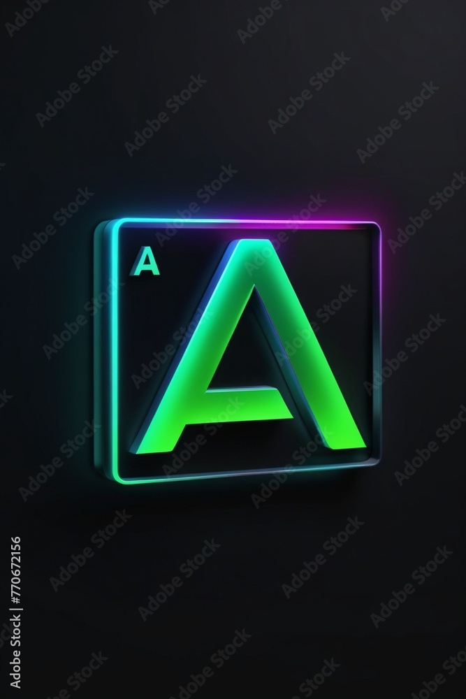 Letter A with neon light isolated on a dark background Letter A with neon light isolated on a dark background