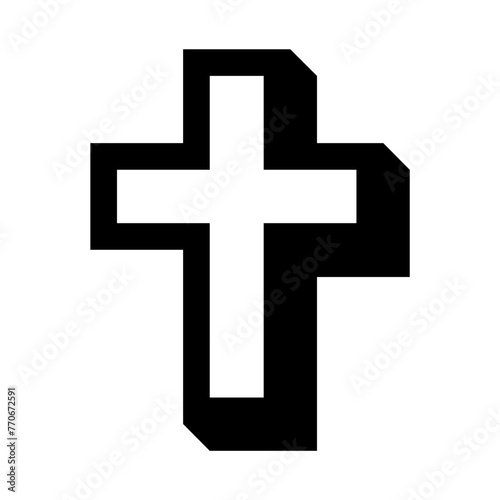 white cross on black
