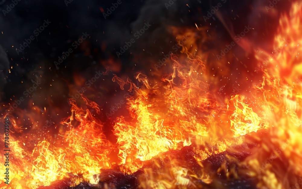 A close up of a fire with orange flames