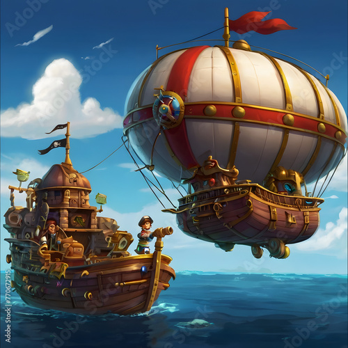 Sky Pirates Treasure Hunt on a Floating Airship animated 