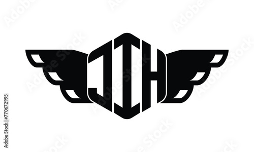JIH polygon wings logo design vector template.
