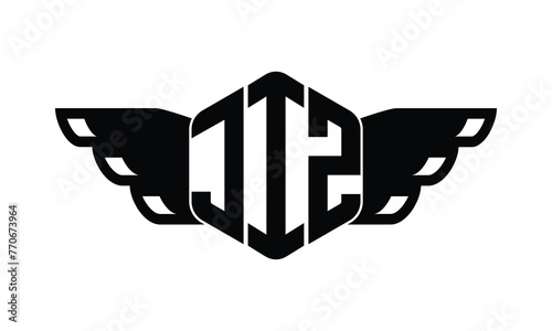 JIZ polygon wings logo design vector template.