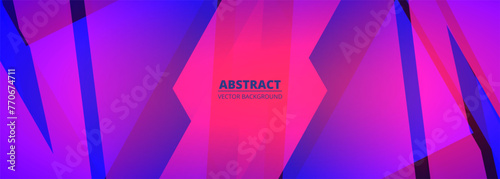 Blue and pink modern abstract wide banner with geometric shapes. Pink and blue futuristic abstract background. Vector illustration