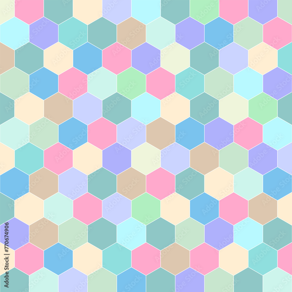 Digital render of a colorful vibrant hexagonal background for wallpapers