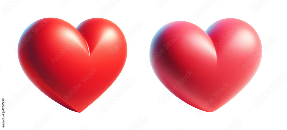 3d realistic isometric heart icon set isolated on a transparent background. 3d realistic isometric heart icon set isolated on a transparent background.