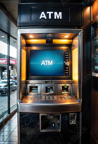 Image of an ATM without people. Generative AI