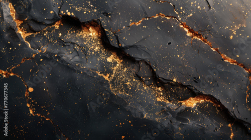 Black marble texture with golden veins, creating an elegant and luxurious look
