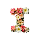 English alphabet letter I made of flower isolated on white background
