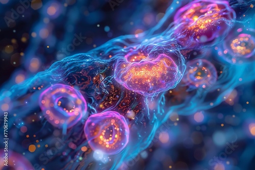 Intermediate FilamentsSwirling ribosomes within the cytoplasm, starlight effect, birds eye view, mystic aura © Holly