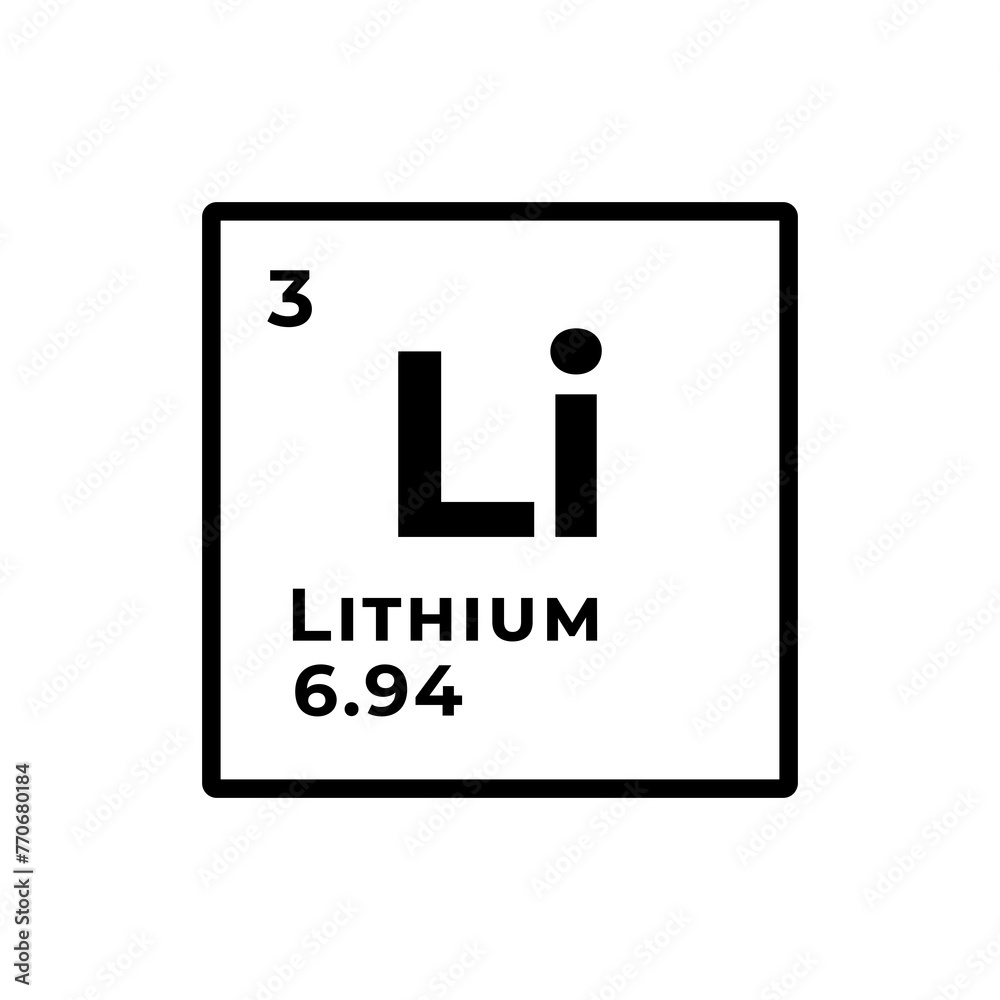 Lithium, chemical element of the periodic table graphic design Lithium, chemical element of the periodic table graphic design
