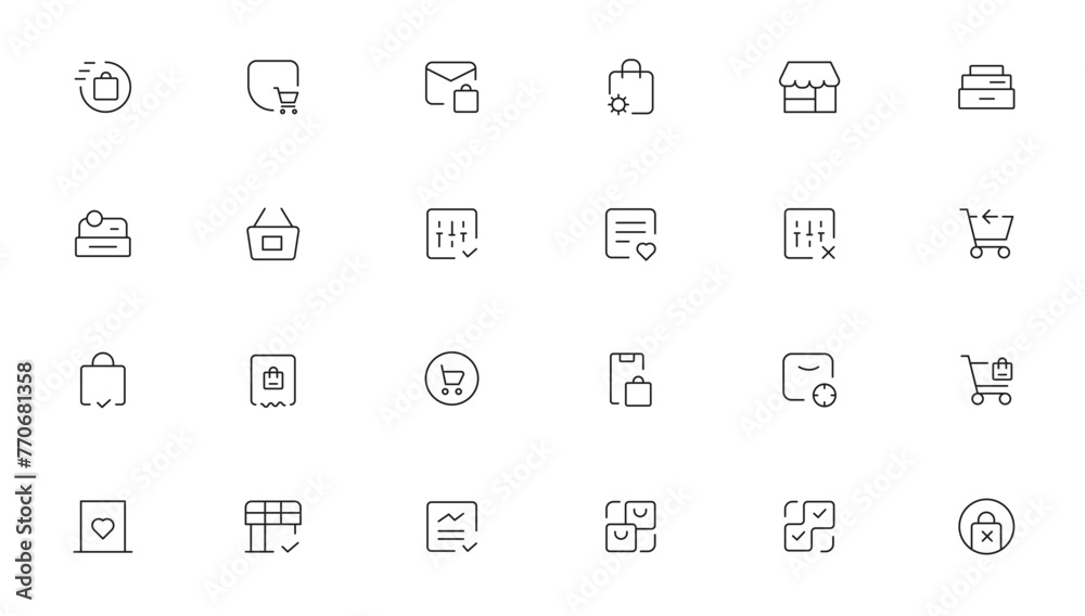 Shopping icons set. E-commerce icon collection. Online shopping thin line icons. Shop icons vector Shopping icons set. E-commerce icon collection. Online shopping thin line icons. Shop icons vector