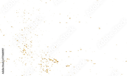 Doted and confetti golden glitter on transparent background. Shiny glittering dust. Gold glitter sparkle confetti that floats down falling. Vector illustration.