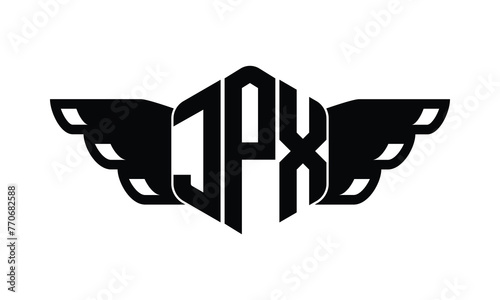 JPX polygon wings logo design vector template. photo