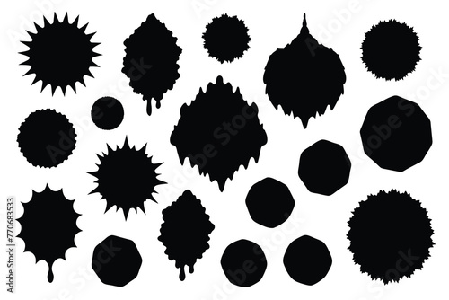 Large set of black grunge textures on white background