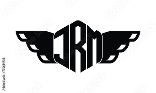 JRM polygon wings logo design vector template. photo