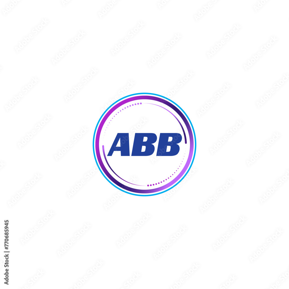 ABB creative initial letter flat monogram logo design with White background.Vector logo modern alphabet gradient color frame style.