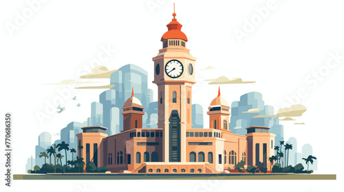 Haram hotel tower clock Design vector flat cartoon photo
