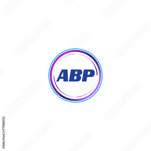 ABP creative initial letter flat monogram logo design with White background.Vector logo modern alphabet gradient color frame style.