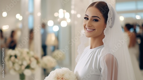 Portrait of a beautiful happy arab bride photo
