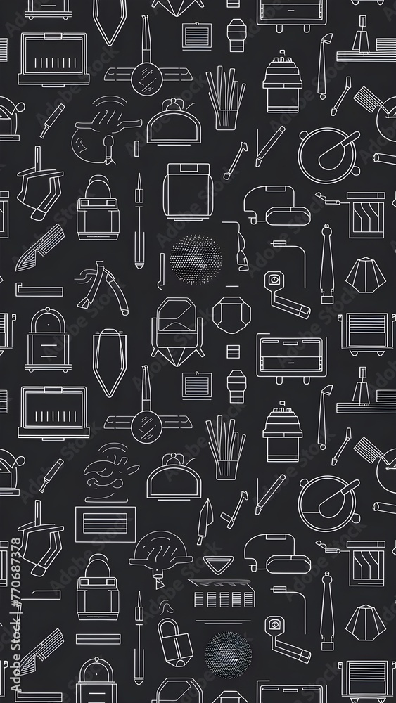Editable Outline Style Office Equipment Vector Illustration Seamless Pattern for Creating Background and Decorative Element of Work and College or School Related Design Editable Outline Style Office Equipment Vector Illustration Seamless Pattern for Creating Background and Decorative Element of Work and College or School Related Design