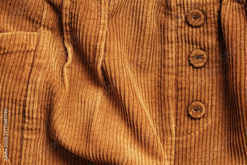 Women's brown corduroy clothing with pleats top view