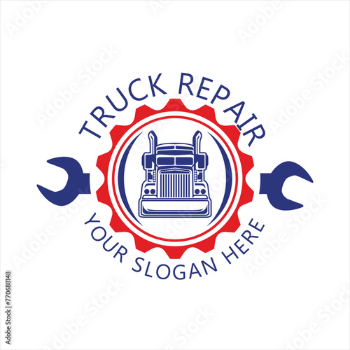 truck repair mechanic service  logo flat design