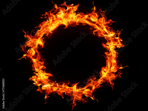 A circle of flames on a dark background, representing a concept of energy or power. Generative AI