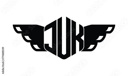 JUK polygon wings logo design vector template.