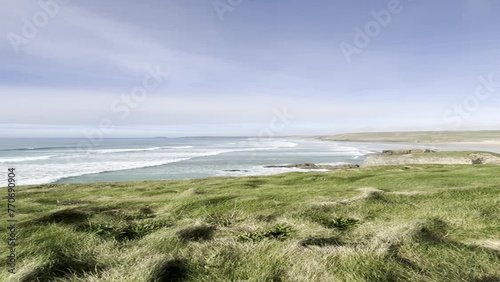 Vertical video of Perranporth beach, cornwall,england,united Kingdom.