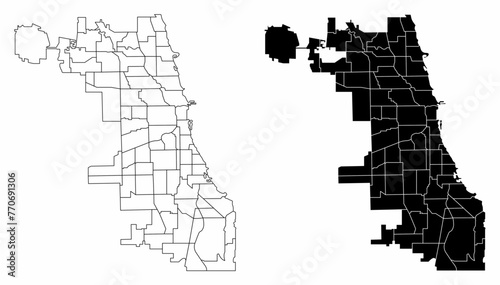Obraz na płótnie Chicago City administrative maps w salonie