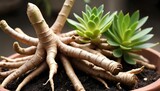 Fingerroot, Chinese ginger, Chinese key called rhizome. with clumps of roots It is a place that collects food, succulents, cylindrical shape with a slender tip