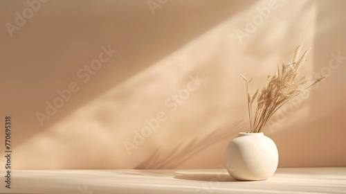 Warm beige background for a cozy and inviting product setting.