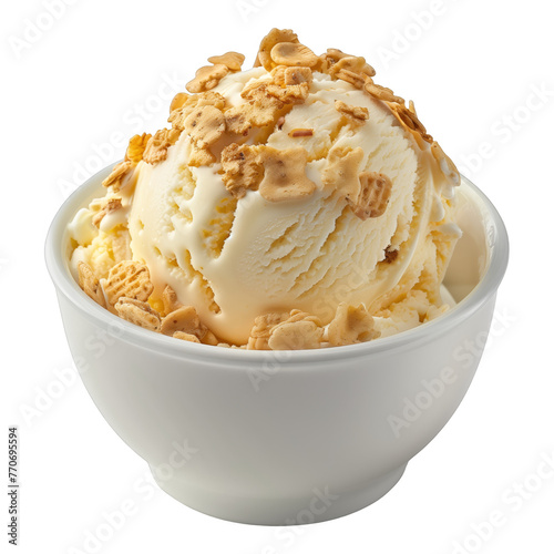 A bowl of ice cream with nuts on top