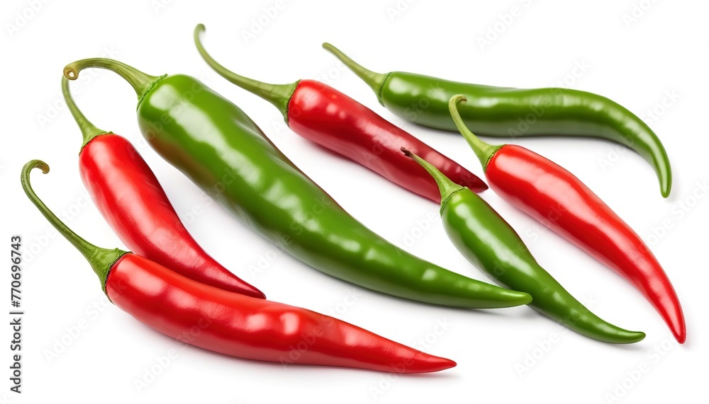 green red chili pepper isolated on white background