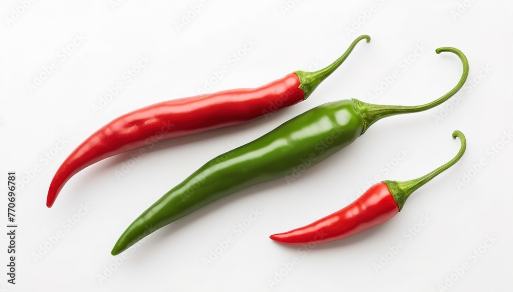 green red chili pepper isolated on white background