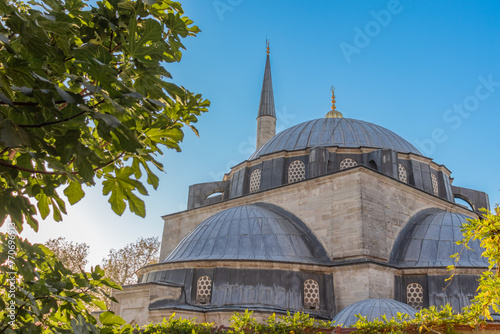 A beautiful mosque on the coast of Üsküdar. Uskudar Mihrimah Sultan Mosque, built by Mimar Sinan. photo