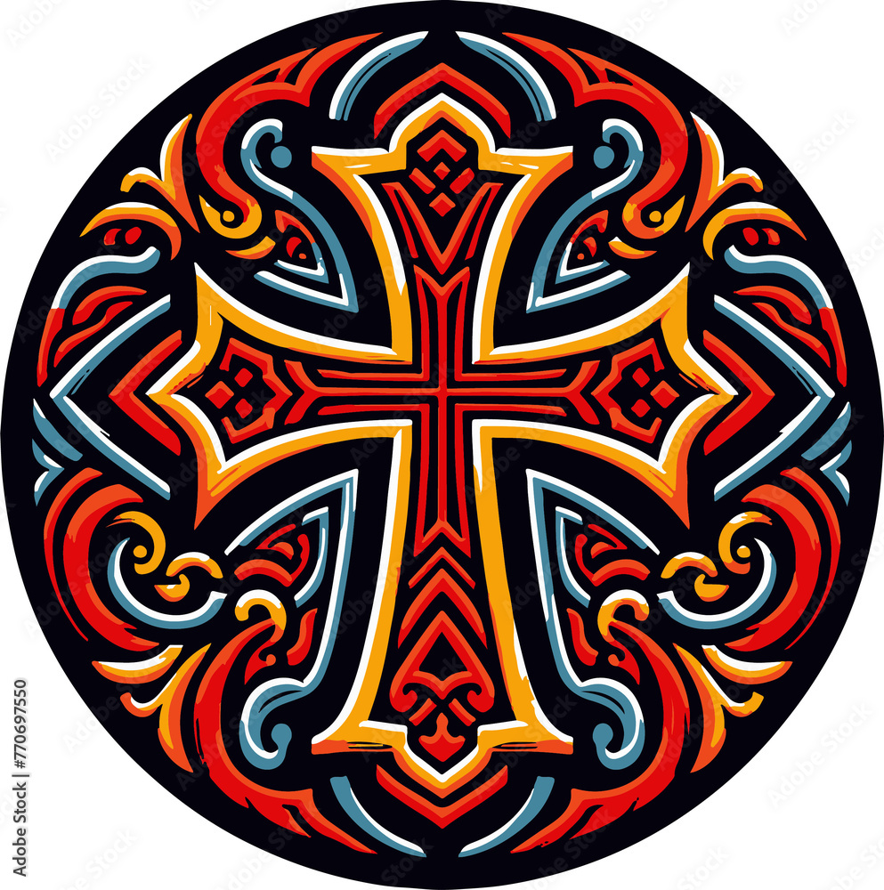 Obraz premium Christian cross illustration with a transparent background, perfect for religious and spiritual applications, as well as for use in graphic design and digital art.