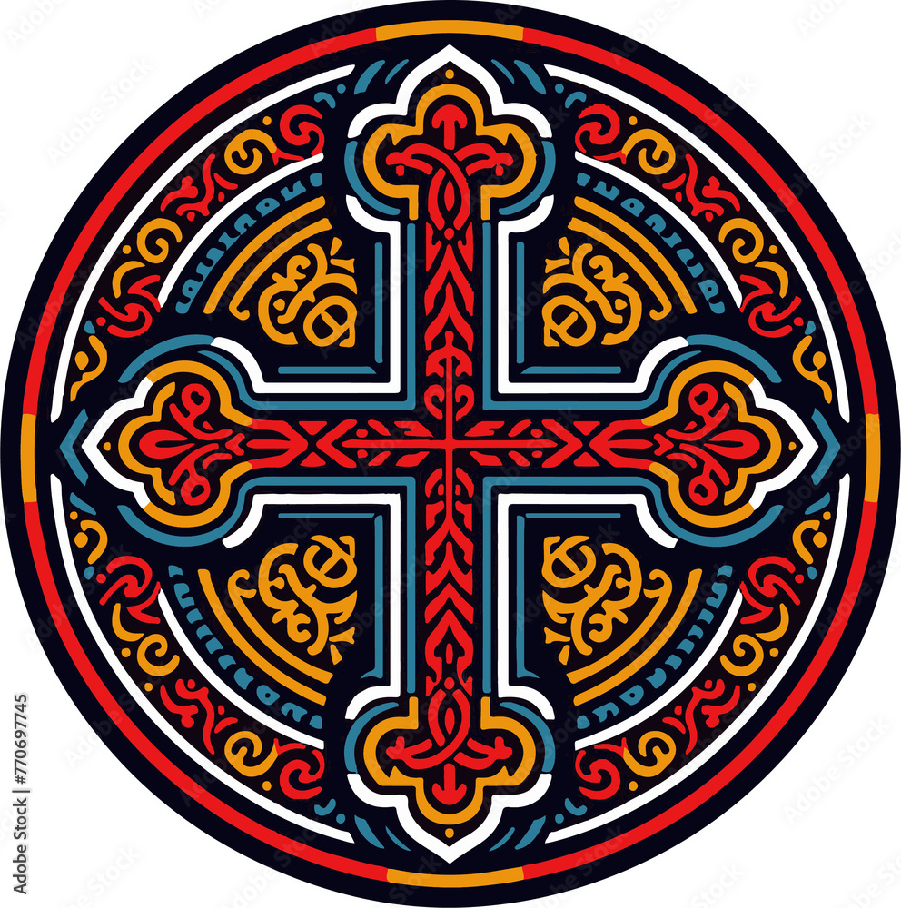 Christian cross illustration with a transparent background, perfect for religious and spiritual applications, as well as for use in graphic design and digital art.