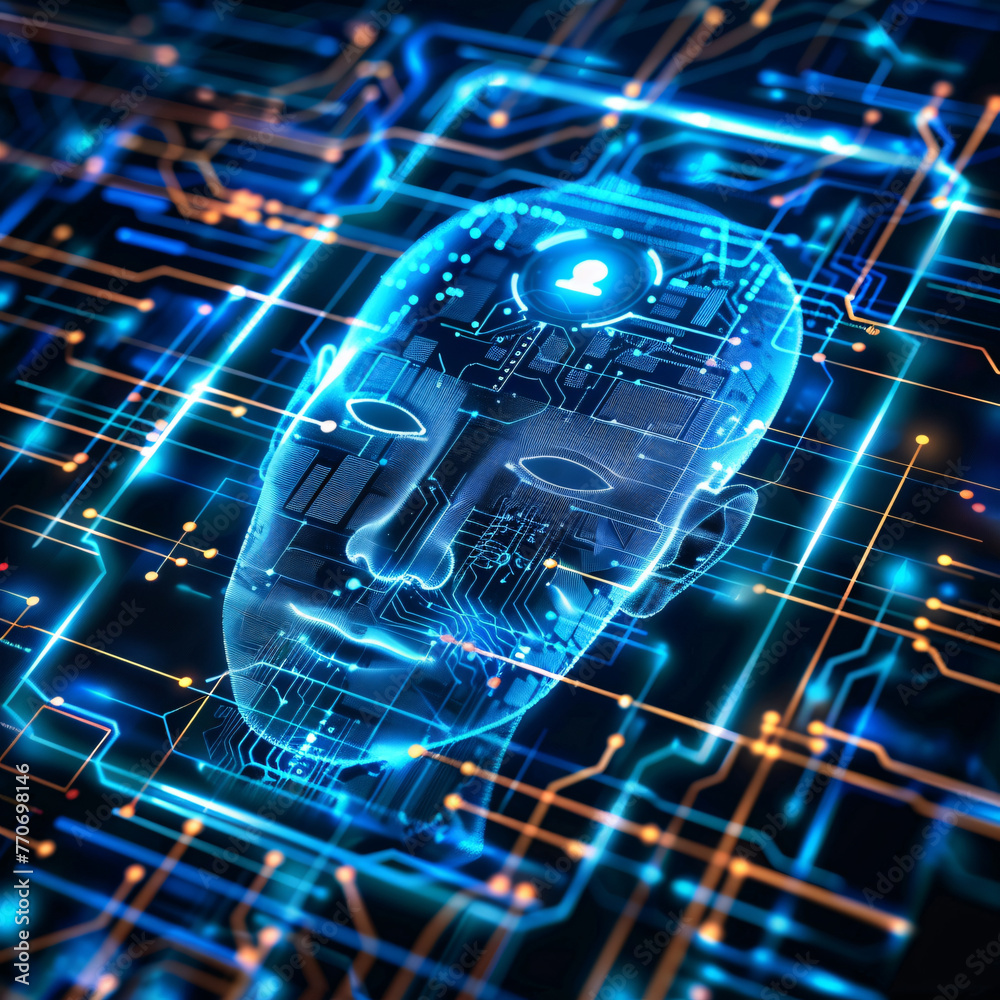 Cyber intelligence and AI security. Digital sovereignty and protecting intelligent systems against threats. AI-Driven security. Safeguarding Intelligent systems in cyber age. Advanced AI security. - obrazy, fototapety, plakaty 