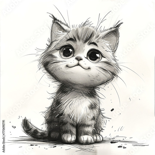 happy kitty drawing