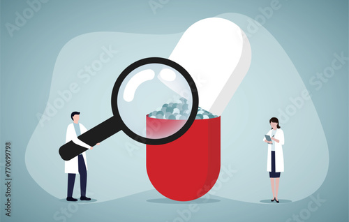 Drug research, New medication testing in laboratory.